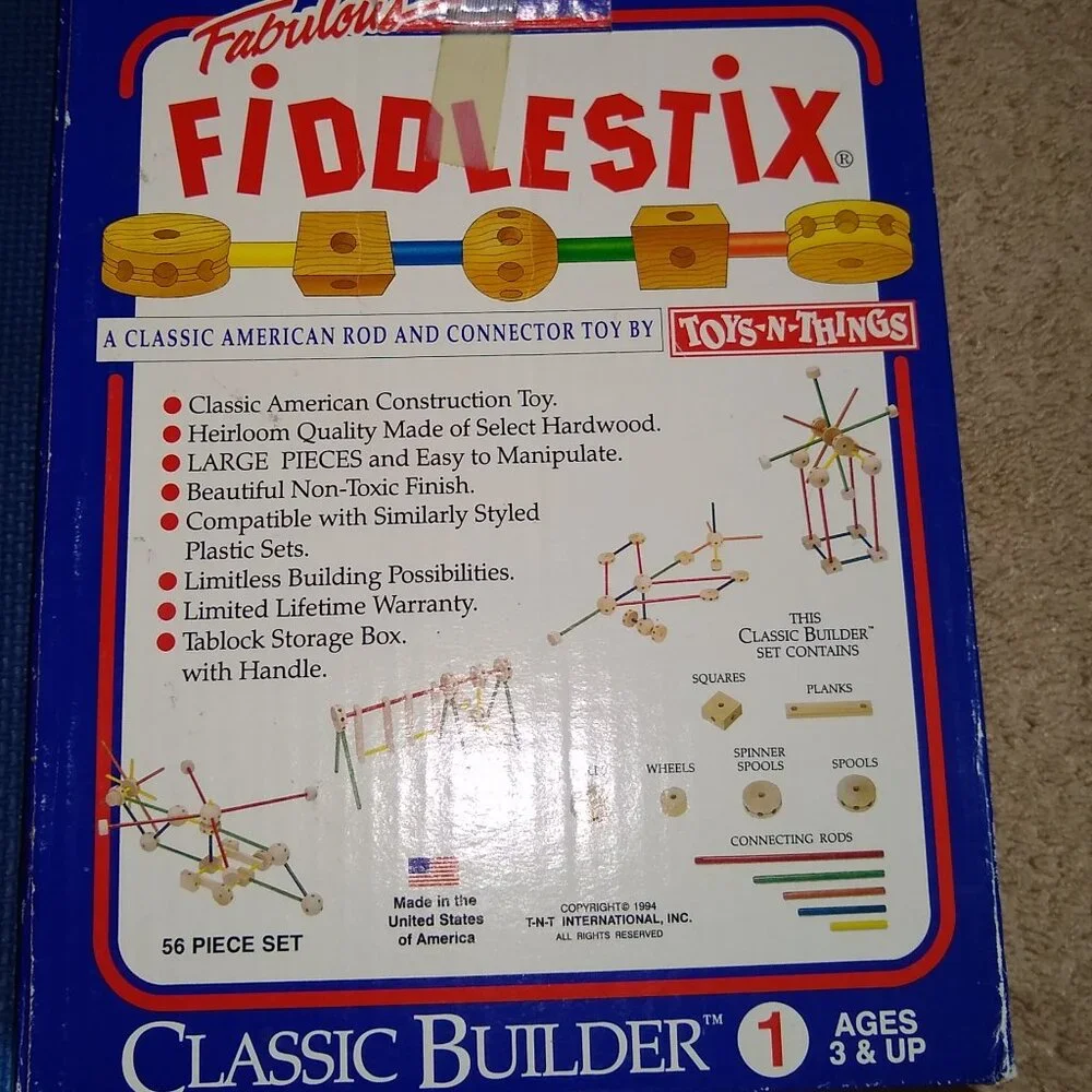 Toy N Thinks Fabulous Fiddlestix Wood classic builder Block 1 #F-9560 Vintage